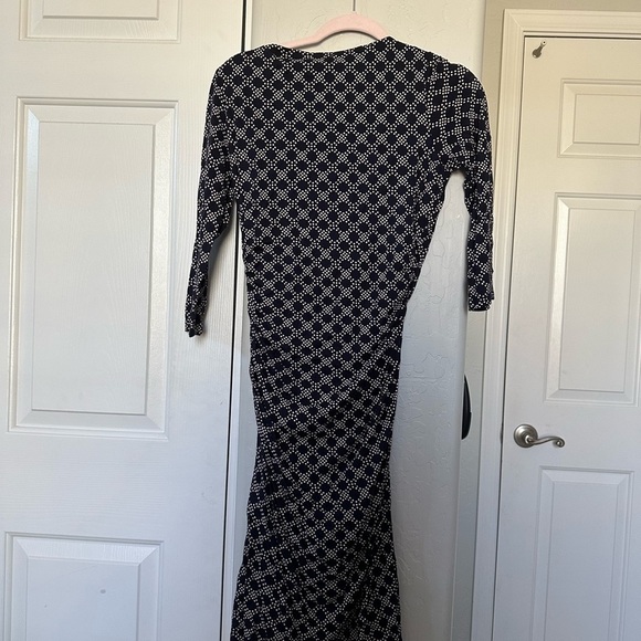 Boden Boatneck Ruched Sheath Dress Honeycomb Pattern Blue - Picture 9 of 10